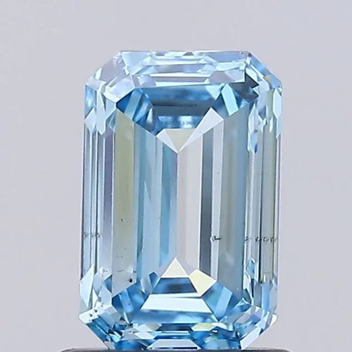 1.08ct Emerald Lab Grown Diamond (Colour Fancy Vivid Blue, Clarity SI1, IGI Certified)